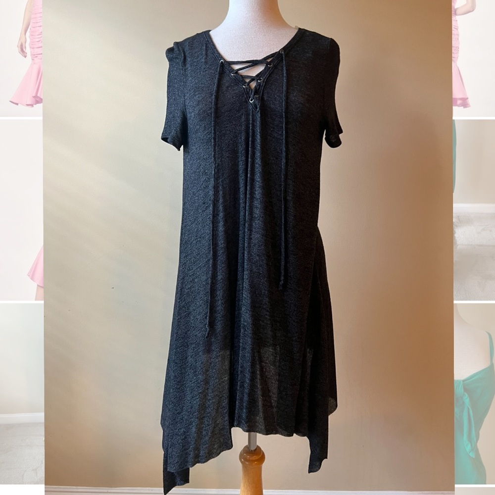Charcoal grey asymmetrical dress. Size Small. Lightweight. - Picture 3 of 3